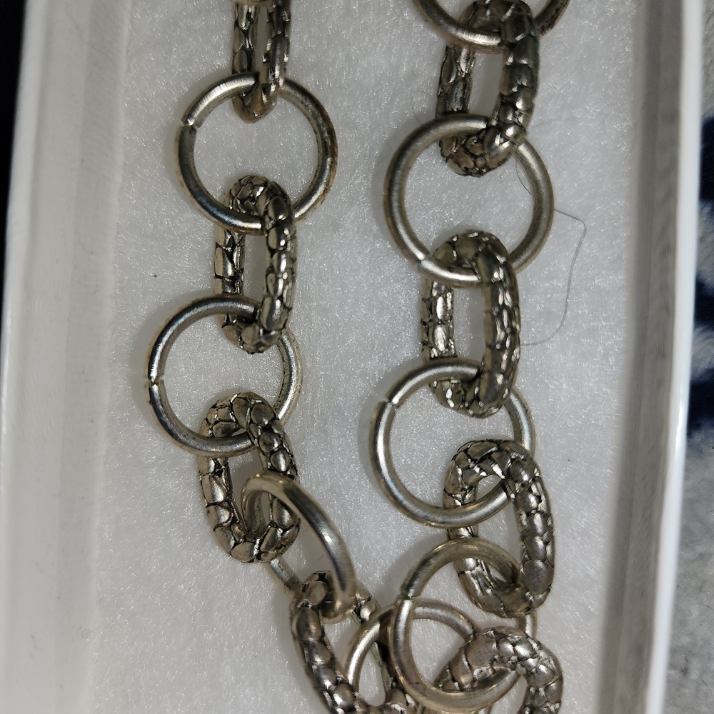 Pebble Link Necklace Elegant Silver Chain Link Necklace